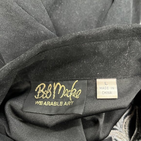 Bob Mackie Wearable Art Embroidered Black Button-Up Shirt L - Picture 4 of 6